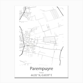 Parempuyre,France Minimalist Map Canvas Print