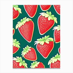 Strawberry Repeat Pattern, Fruit, Retro Drawing 2 Canvas Print
