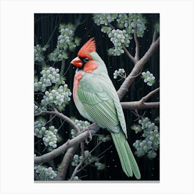 Ohara Koson Inspired Bird Painting Cardinal 4 Canvas Print