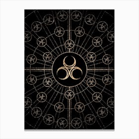 Geometric Glyph Radial Array in Glitter Gold on Black n.0405 Canvas Print