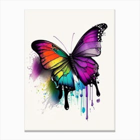 Butterfly On Rainbow Graffiti Illustration 1 Canvas Print
