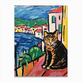 Painting Of A Cat In Trieste Italy 1 Canvas Print