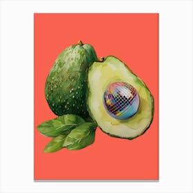 Avocado With Disco Ball Canvas Print