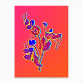 Neon White Pea Flower Botanical in Hot Pink and Electric Blue n.0387 Canvas Print