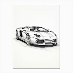 Lamborghini Aventador Line Drawing 13 Canvas Print