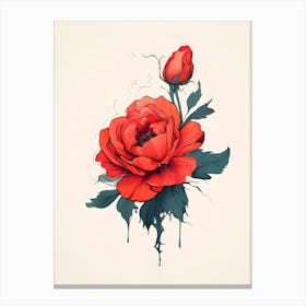 Red Rose Tattoo Canvas Print