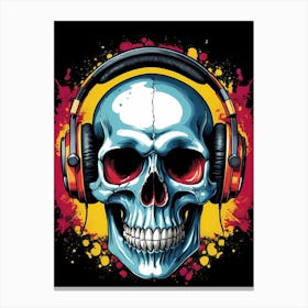 Skull With Headphones Pop Art (25) Canvas Print