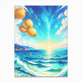 Lemons Over The Water Canvas Print