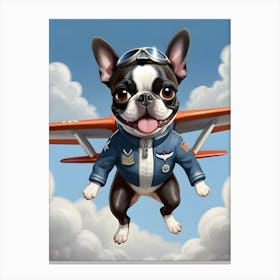 Boston Terrier Pilot-Reimagined 1 Canvas Print