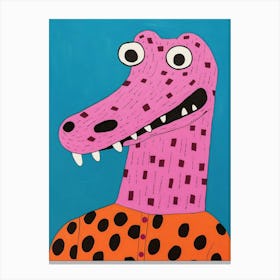 Pink Polka Dot Alligator 3 Canvas Print