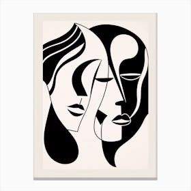 Two Faces In Black And White Portrait Canvas Print