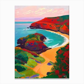 Barafundle Bay Beach, Pembrokeshire, Wales Hockney Style Canvas Print