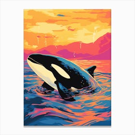 Killer Whale In The Sunset Colour Pop 1 Canvas Print