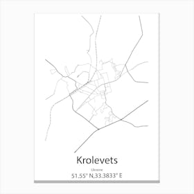 Krolevets,Ukraine Minimalist Map Canvas Print