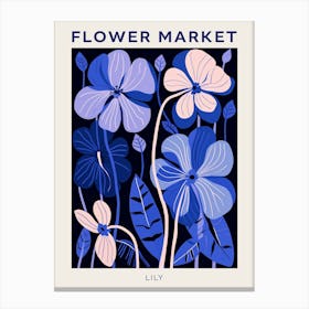 Blue Flower Market Poster Lily 2 Canvas Print