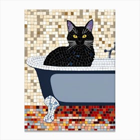 Black Cat In Bathtub 6 Canvas Print