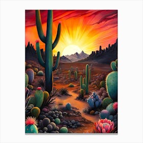 Sunset In The Desert Canvas Print