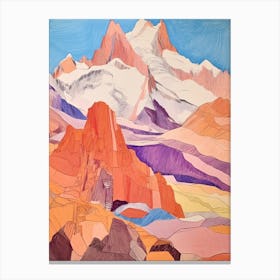 Aoraki New Zealand 3 Colourful Mountain Illustration Canvas Print