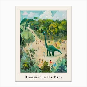 Dinosaur In The Park Painting Poster Canvas Print