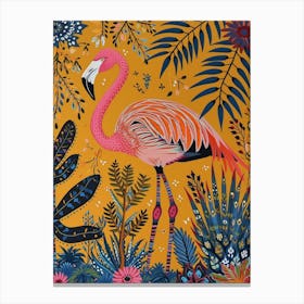Greater Flamingo And Bromeliads Boho Print 1 Canvas Print