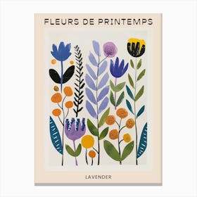 Spring Floral French Poster  Lavender 2 Canvas Print