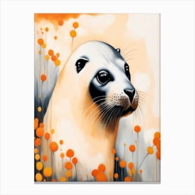 Seal With Flowers Canvas Print