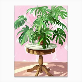 Monstera Plant On A Table Canvas Print