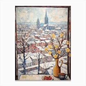 Winter Cityscape Frankfurt Germany 1 Canvas Print