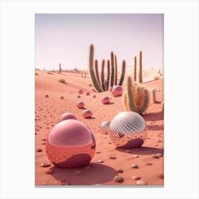 Disco Balls 3d In The Desert 3 Canvas Print