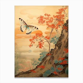 Japanese Style Painting Of A Butterfly Canvas Print