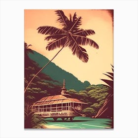 Koh Phangan Thailand Vintage Sketch Tropical Destination Canvas Print