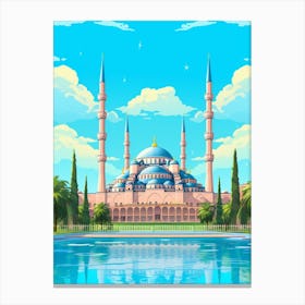 Blue Mosque Sultan Ahmed Mosque Pixel Art 7 Canvas Print
