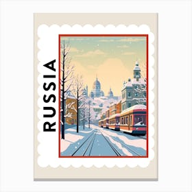 Retro Winter Stamp Poster St Petersburg Russia 2 Canvas Print
