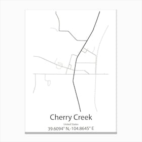 Cherry Creek,United States Minimalist Map 1 Canvas Print