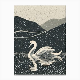 A Serene Swan Floating On A Misty Lake Canvas Print