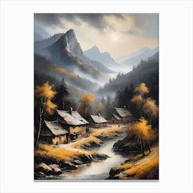 In The Wake Of The Mountain A Classic Painting Of A Village Scene (17) Canvas Print