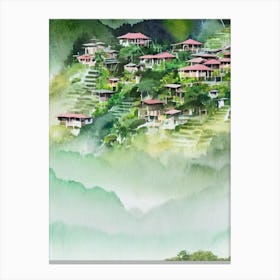 Banaue Rice Terraces Philippines Watercolour Tropical Destination Canvas Print