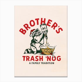 Brothers Trash Nog Holiday Raccoon Canvas Print