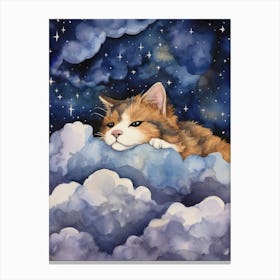 Baby Mountain Lion Sleeping In The Clouds Canvas Print
