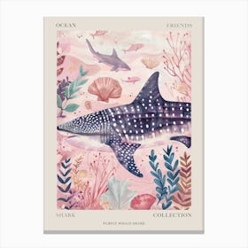 Purple Whale Shark Illustration 2 Poster Canvas Print