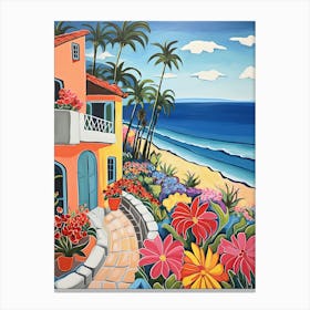 Laguna Beach, California, Matisse And Rousseau Style 2 Canvas Print