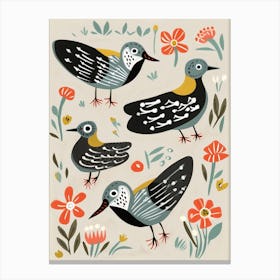 Folk Style Bird Painting Grey Plover 1 Canvas Print