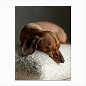 Dachshund Sleeping On A Pillow.Generated AI. Wall Art Print Leinwandbild