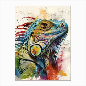 Iguana Colourful Watercolour 4 Canvas Print