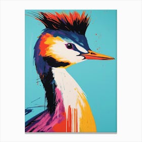 Andy Warhol Style Bird Grebe 1 Canvas Print