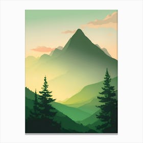 Misty Mountains Vertical Composition In Green Tone 199 Canvas Print