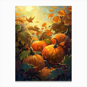 Pumpkins In The Field 2 Canvas Print