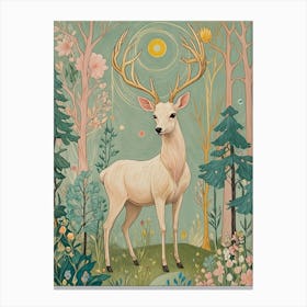 Deer In The Woods In Pastel Colours Canvas Print