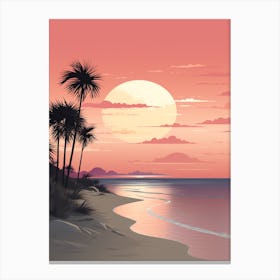 Illustration Of Gulf Shores Beach Alabama In Pink Tones 4 Canvas Print