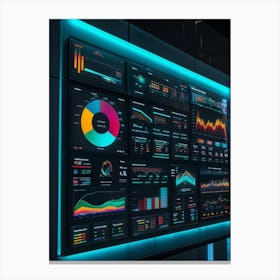 A Digitally Illustrated Dashboard Interface For Advanced Ai Business Management Dashboards Show Met (2) Canvas Print